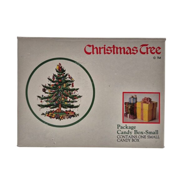 Spode Christmas Tree Candy Box Small Lidded RCPC Vintage England Earthenware - Picture 10 of 10